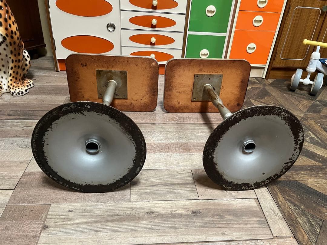 サイドテーブル セット インテリア 昭和レトロ 当時物 アンティーク 鉄脚