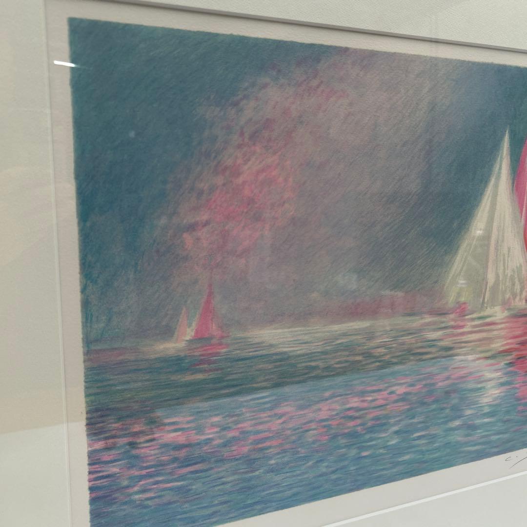 5643【作家保管品】E.A. クロード・マヌキアン　水の流れシリーズ【ヨット】