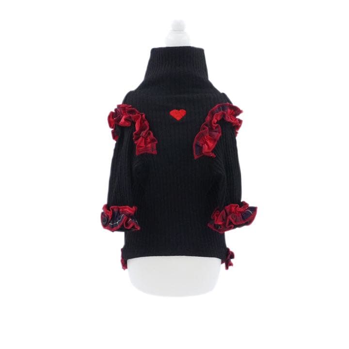 aletta angelique フリル タートルニット Black＆red