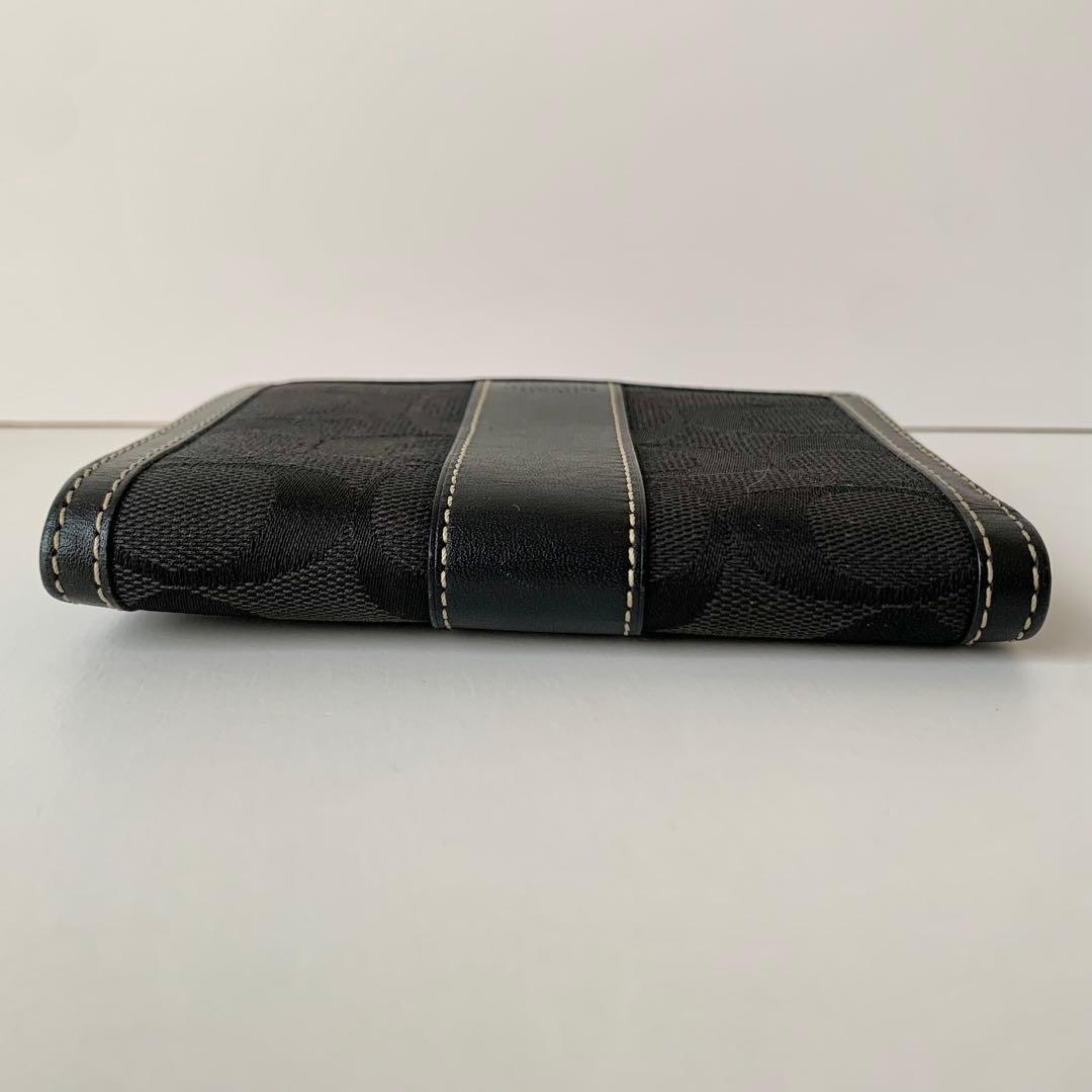 【COACH】コーチ　二つ折り財布　がま口　ブラック　黒　シグネチャー