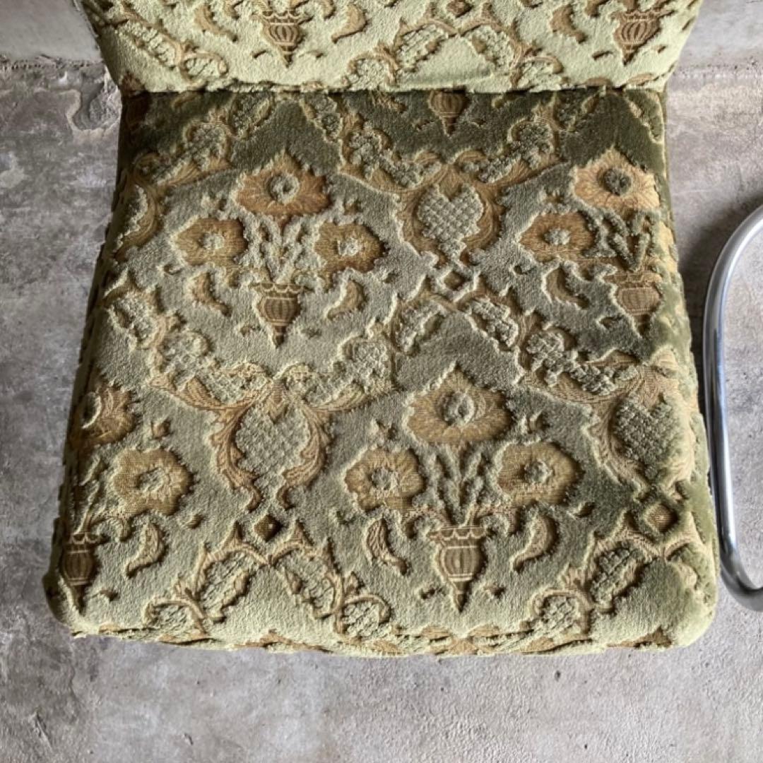 カンチレバー チェア 椅子 2脚 ビロード ジャガード 金華山 昭和 レトロ