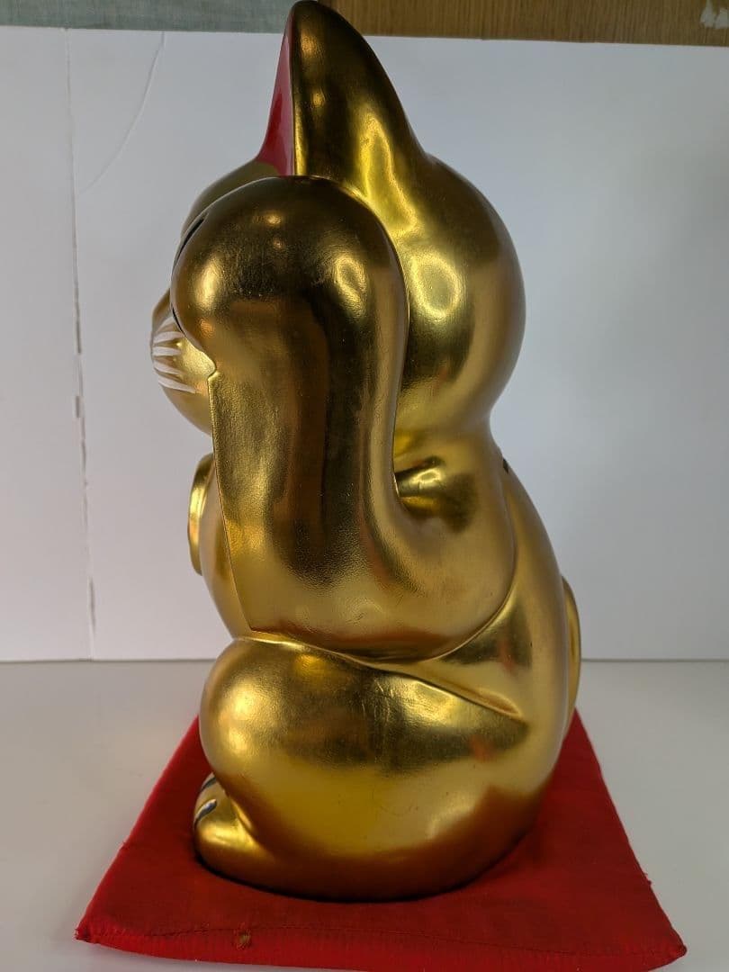【 当時物 】招き猫／大入／福／金運上昇 ／縁起物／ゴールド／38cm特大