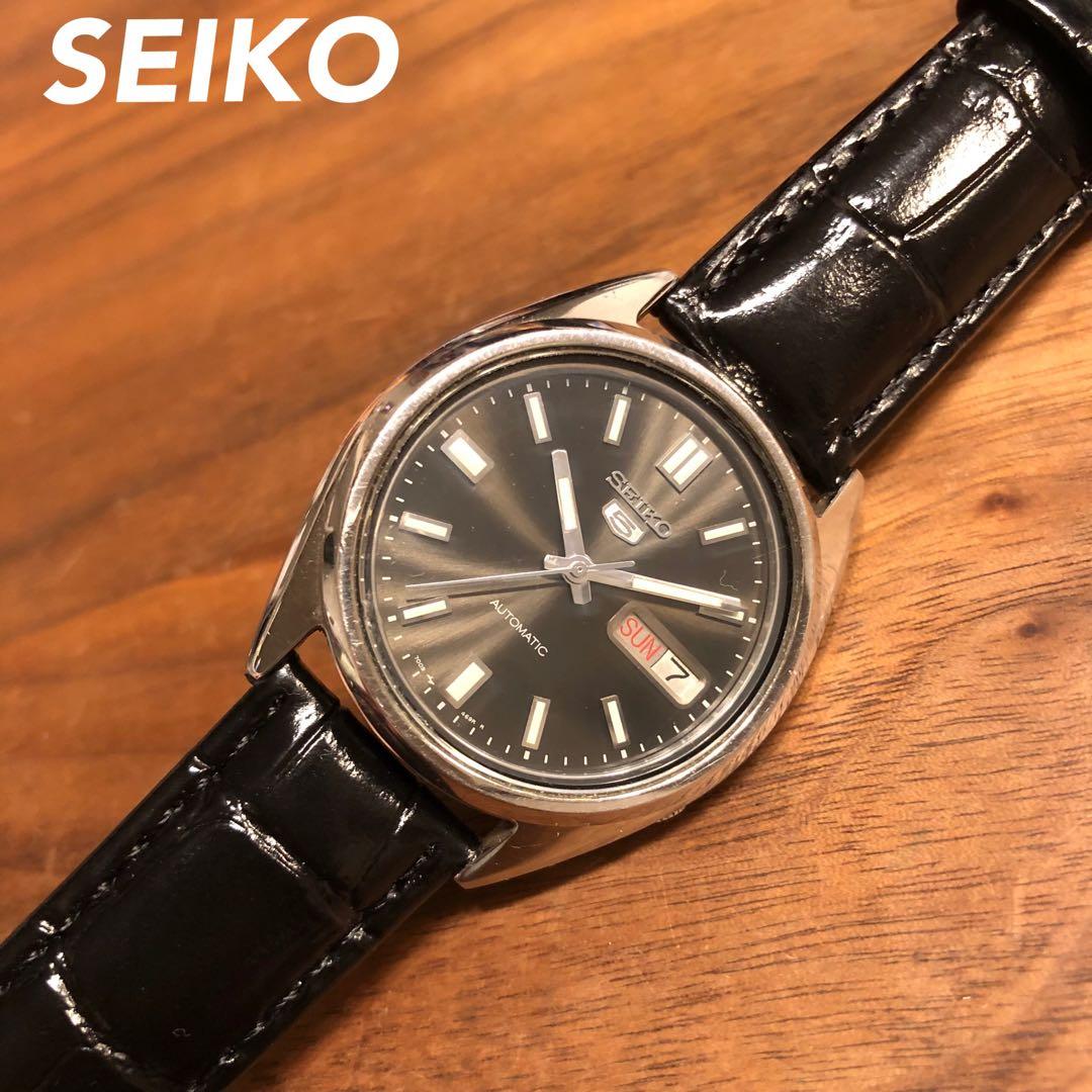 【SEIKO】7009-3040 自動巻 セイコーファイブ　ブラック　黒