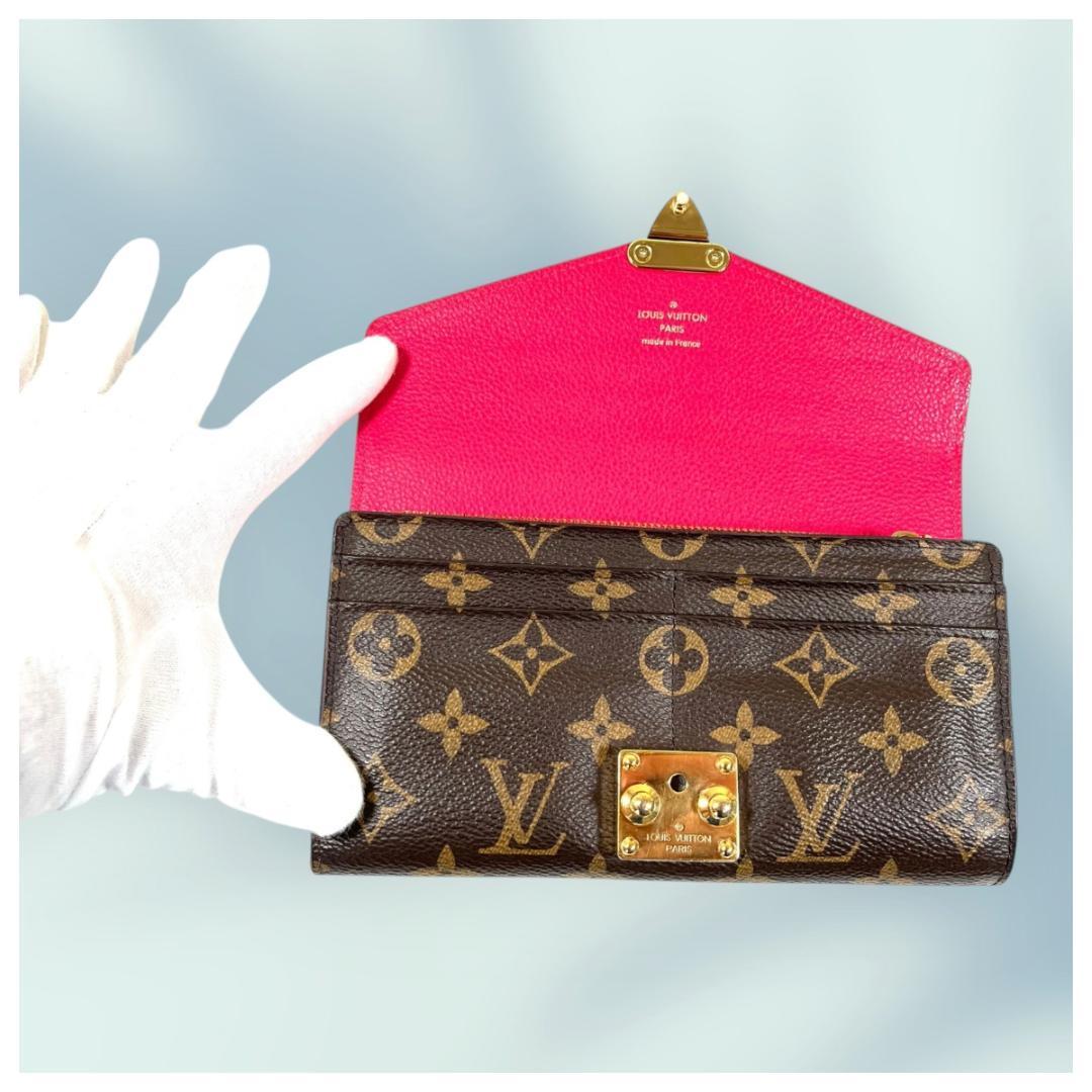 ルイヴィトンLOUIS VUITTON ポルトフォイユ・パラス ブラウン レッド