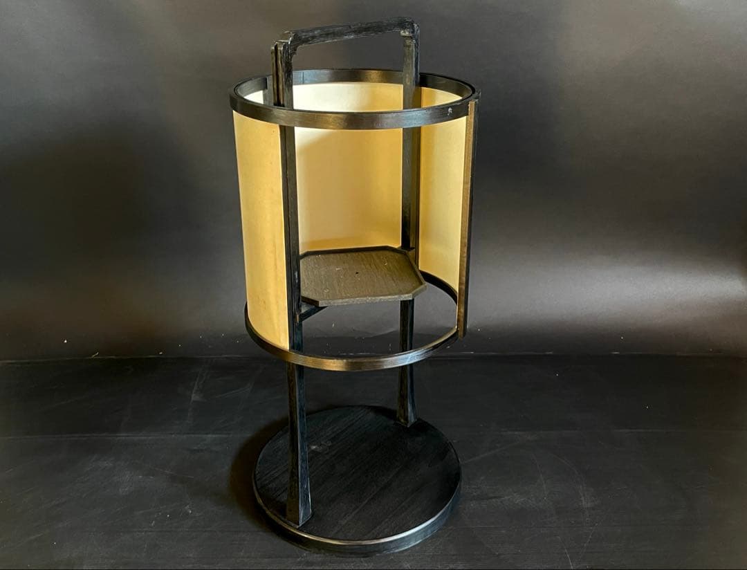 【未使用 保管品】「母」 丸型 行灯 丸行灯 木製 紙箱 アンティーク調 (あ)