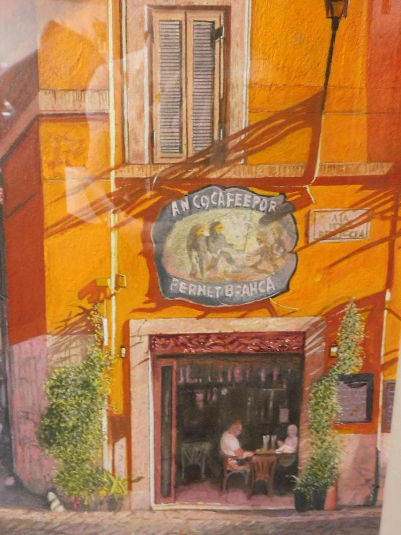 「パリの街角・オレンジ色のカフェ」