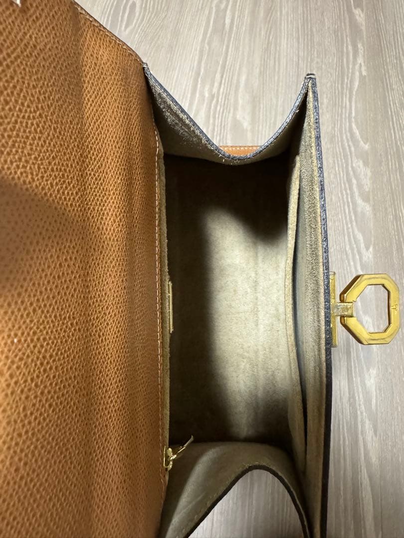 カルボッティ ブラウンレザー ハンドバッグ ゴールド金具