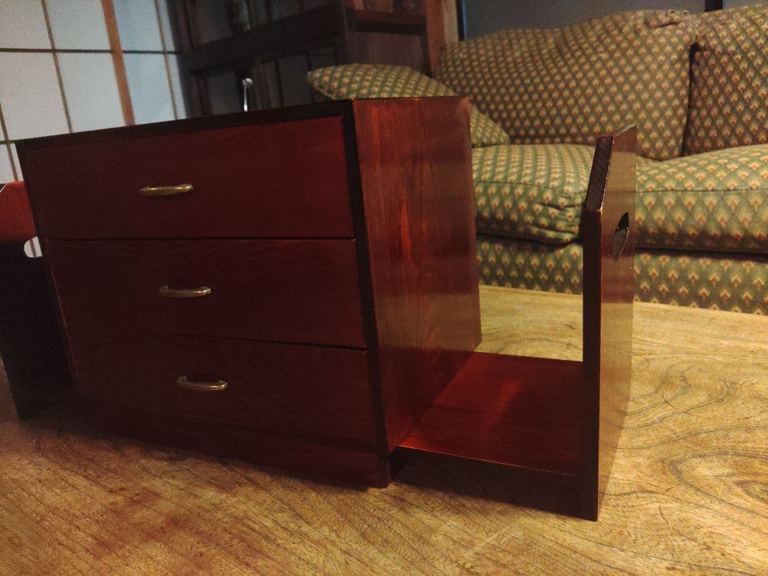 未使用　チェスト　シェルフ　本棚　小物入れ　収納　レトロ　アンティーク　漆　希少