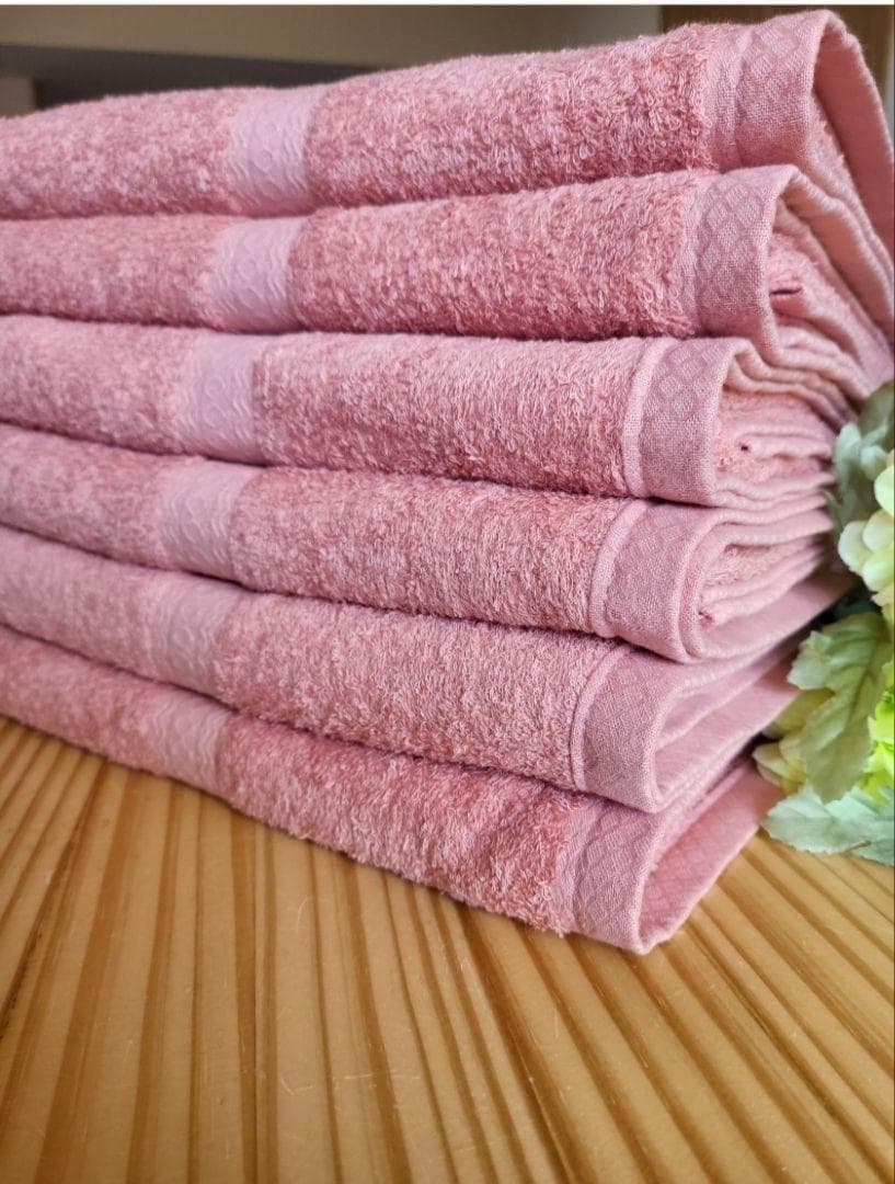 泉州タオル 高級綿糸サーモンピンクバスタオルセット6枚入 まとめ売り タオル新品