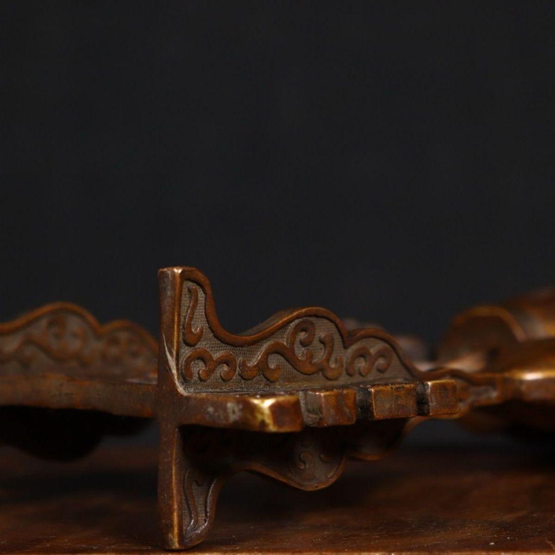 銅製 双鶴送財 茶室 執務室 書斎 応接間 玄関 招財 置物 装飾品 工芸品