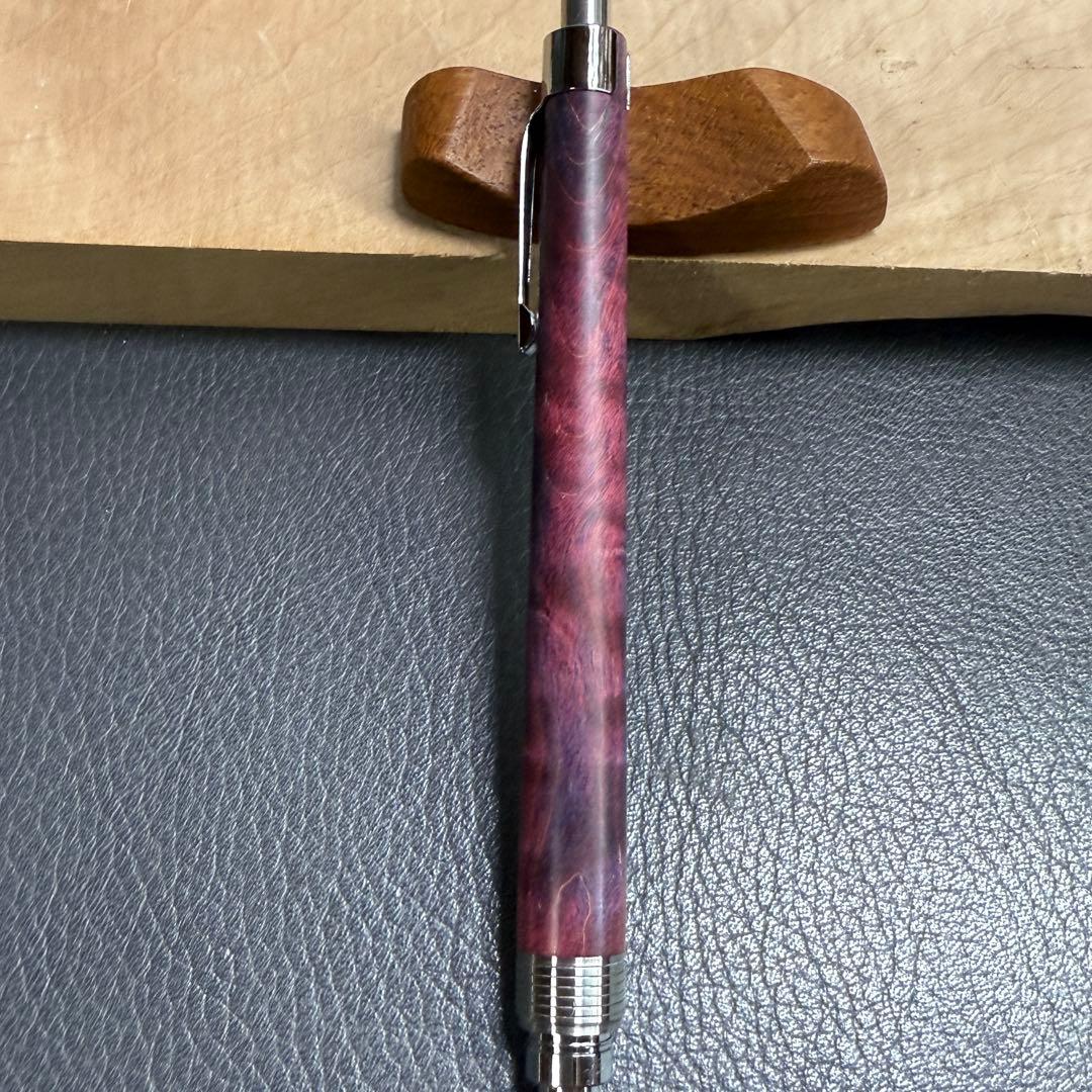 190栃虎杢スタビ　木製シャーペン　最強低重心　溝付き　ステンレス