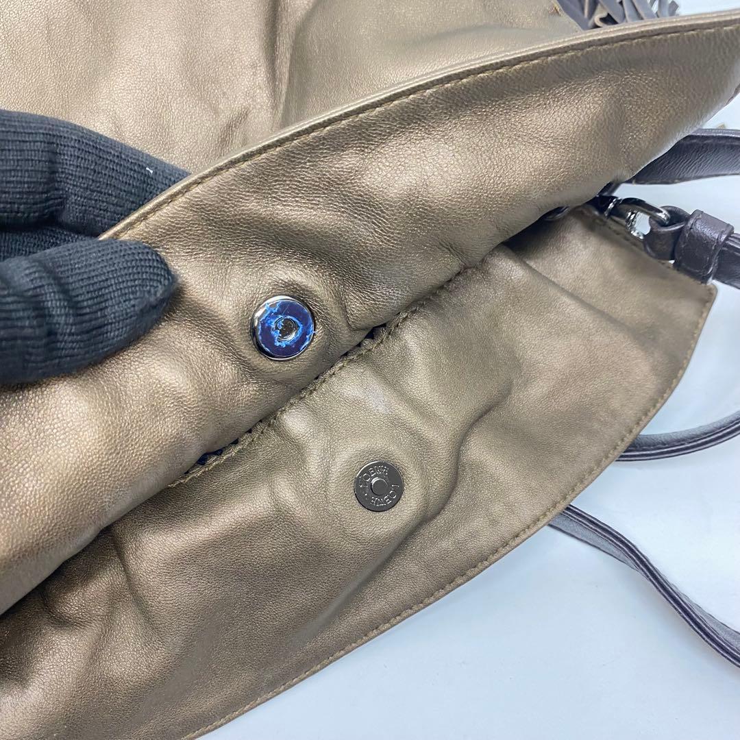 ロエベ フラメンコ ゴールド ショルダーバッグ メタリック タッセル