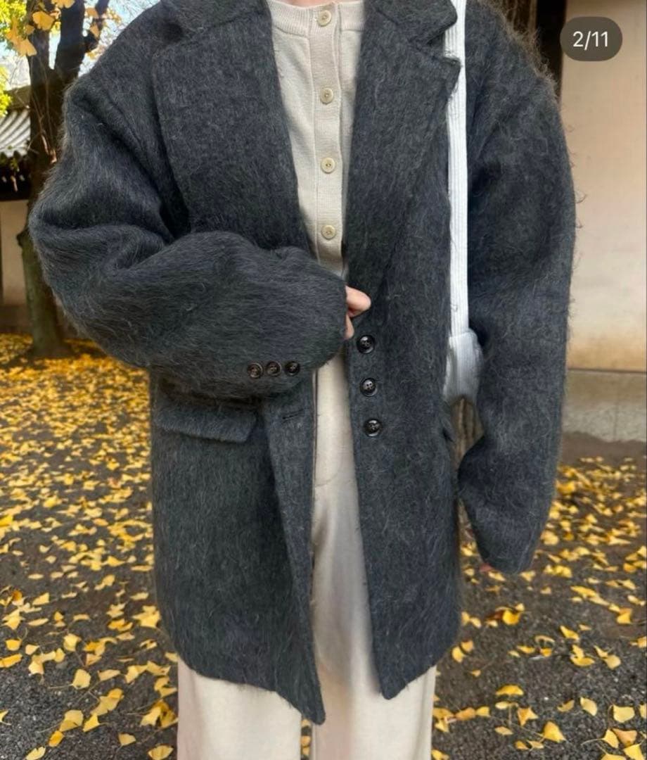 lawgy シャギー　コート　グレー