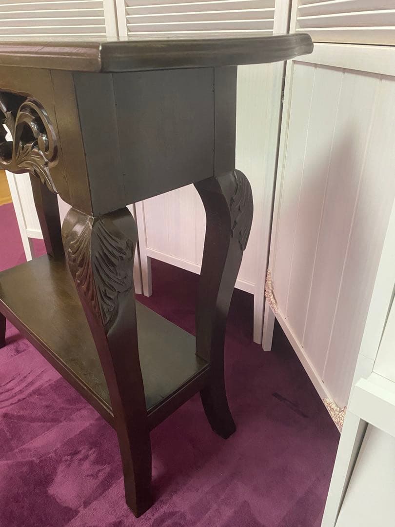 透かし彫♦️彫刻 猫脚 コンソールテーブル♦️コロニアル アンティーク♦️ブラウン