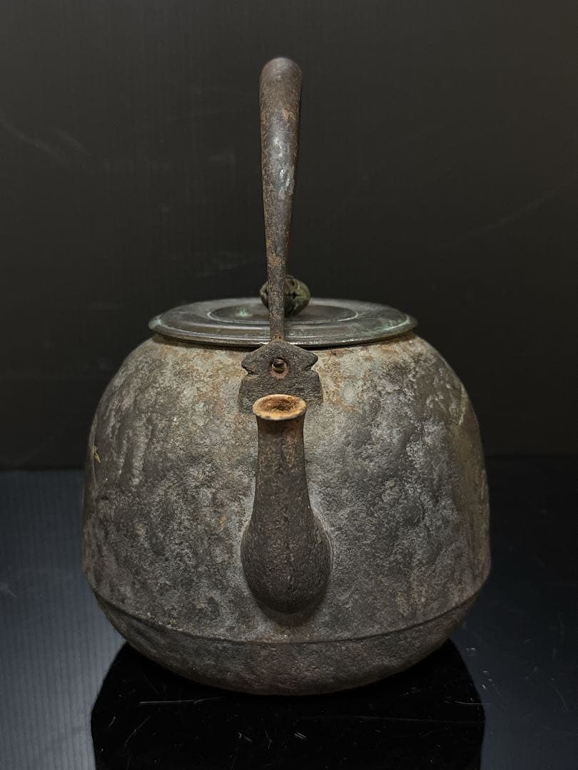 龍文堂 造 金銀象嵌 富士華鳥図 鉄瓶 茶道具