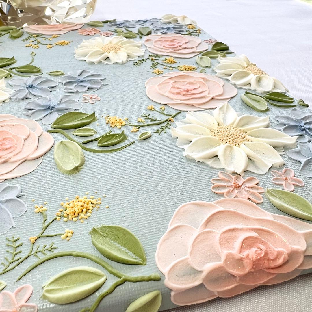 テクスチャーアート　絵画　インテリアアート　立体　花　絵　ボタニカルアート　現代