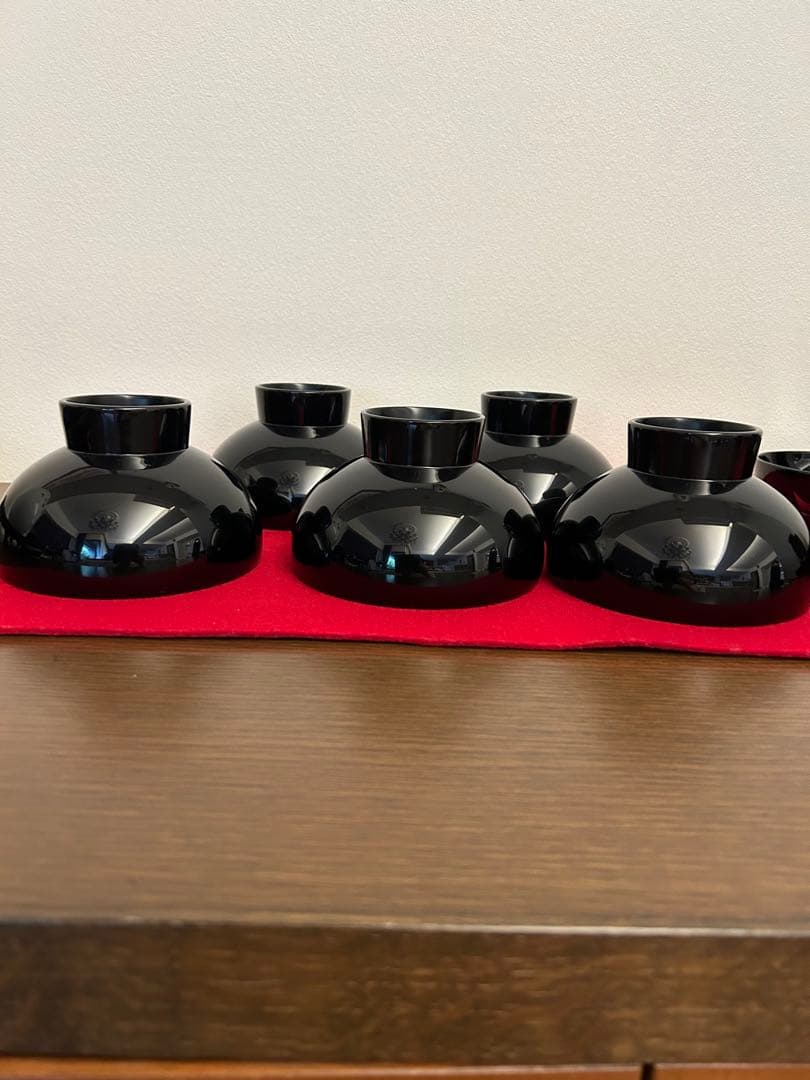 輪島塗　大椀　紅葉蒔絵五客