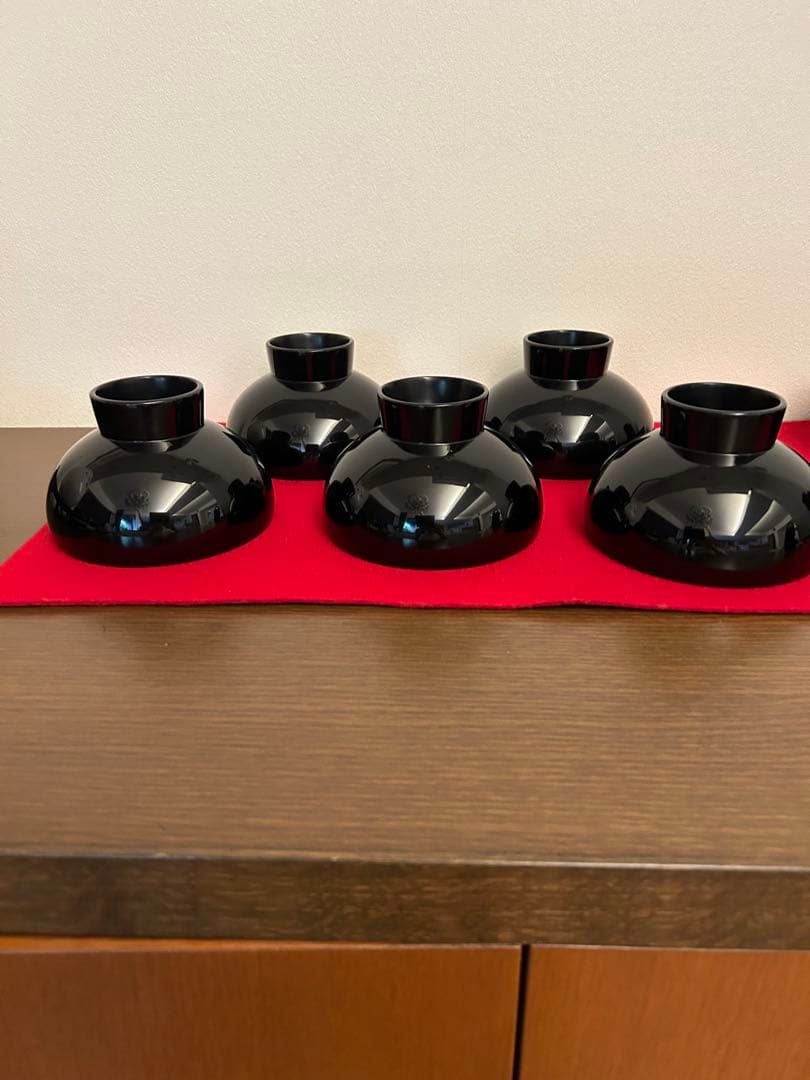 輪島塗　大椀　紅葉蒔絵五客