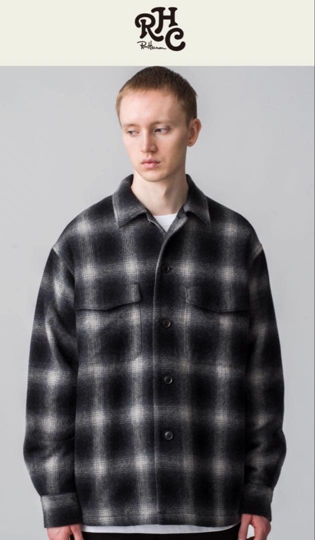 ロンハーマン　RHC オンブレチェックCPOジャケット　ブラック