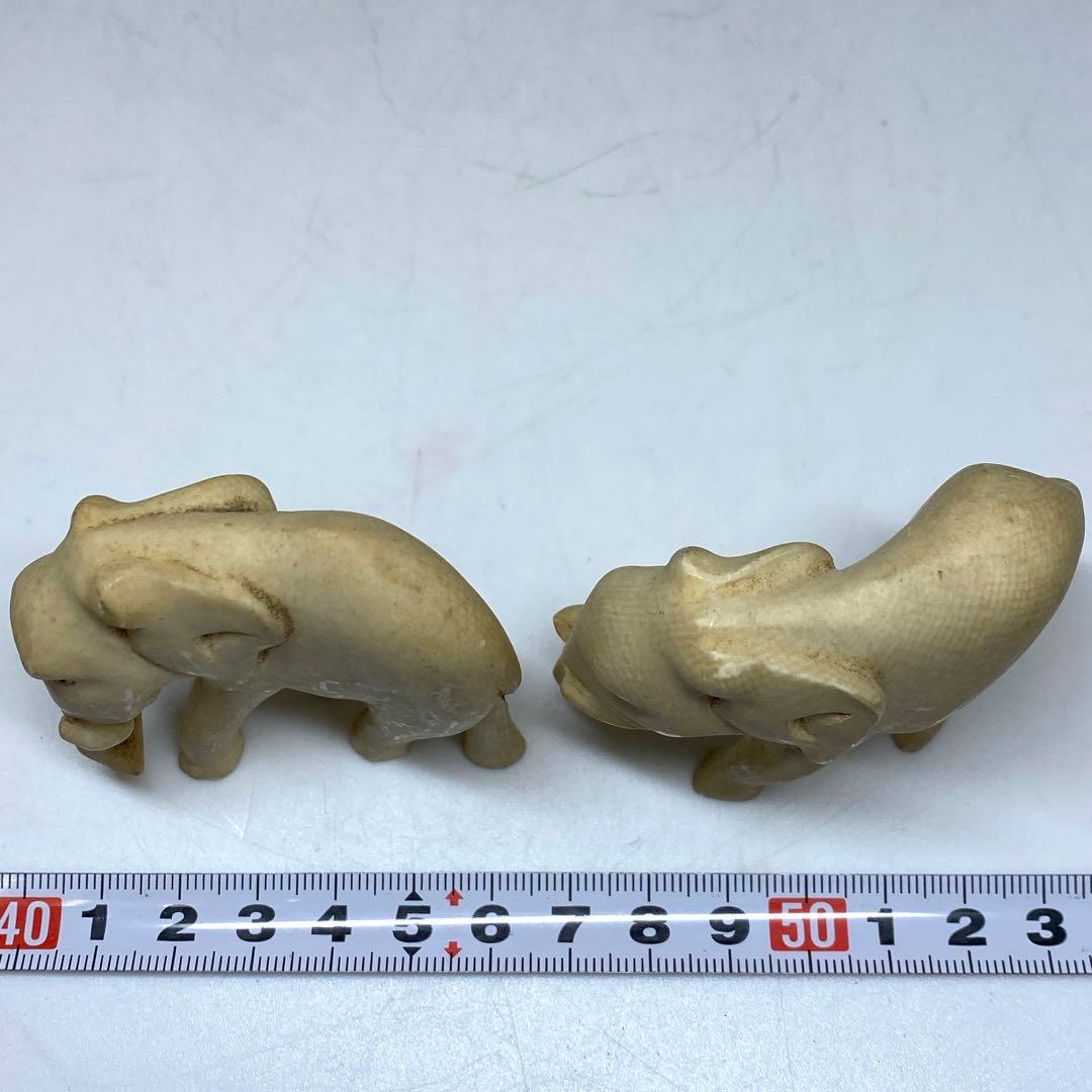 極上　ゾウ　一対　置物　タサチ　108g 東N7-1106①