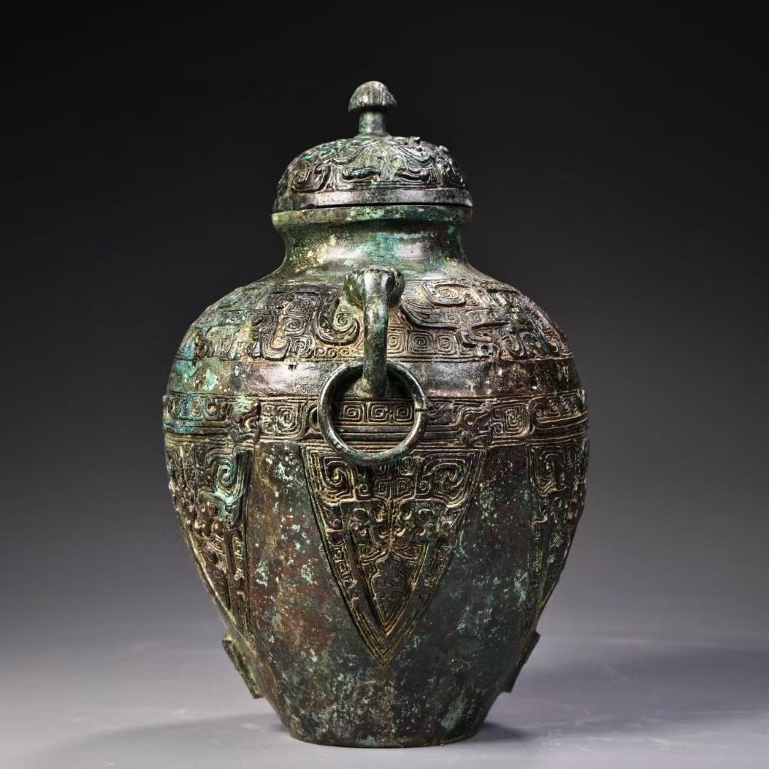 中国古美術 旧藏 明風 青銅器 圓罐 時代物 骨董 置物 收藏 茶道具 古銅器