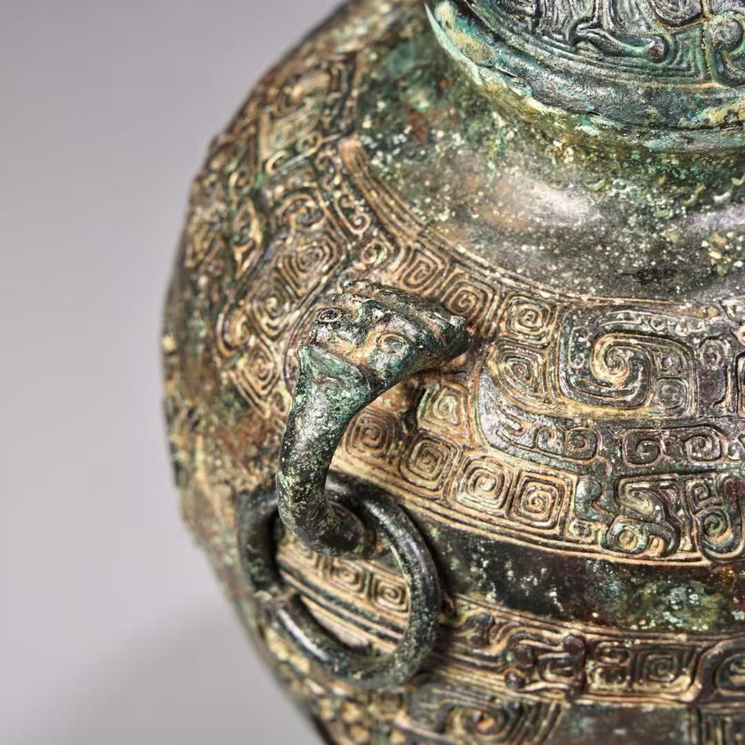 中国古美術 旧藏 明風 青銅器 圓罐 時代物 骨董 置物 收藏 茶道具 古銅器