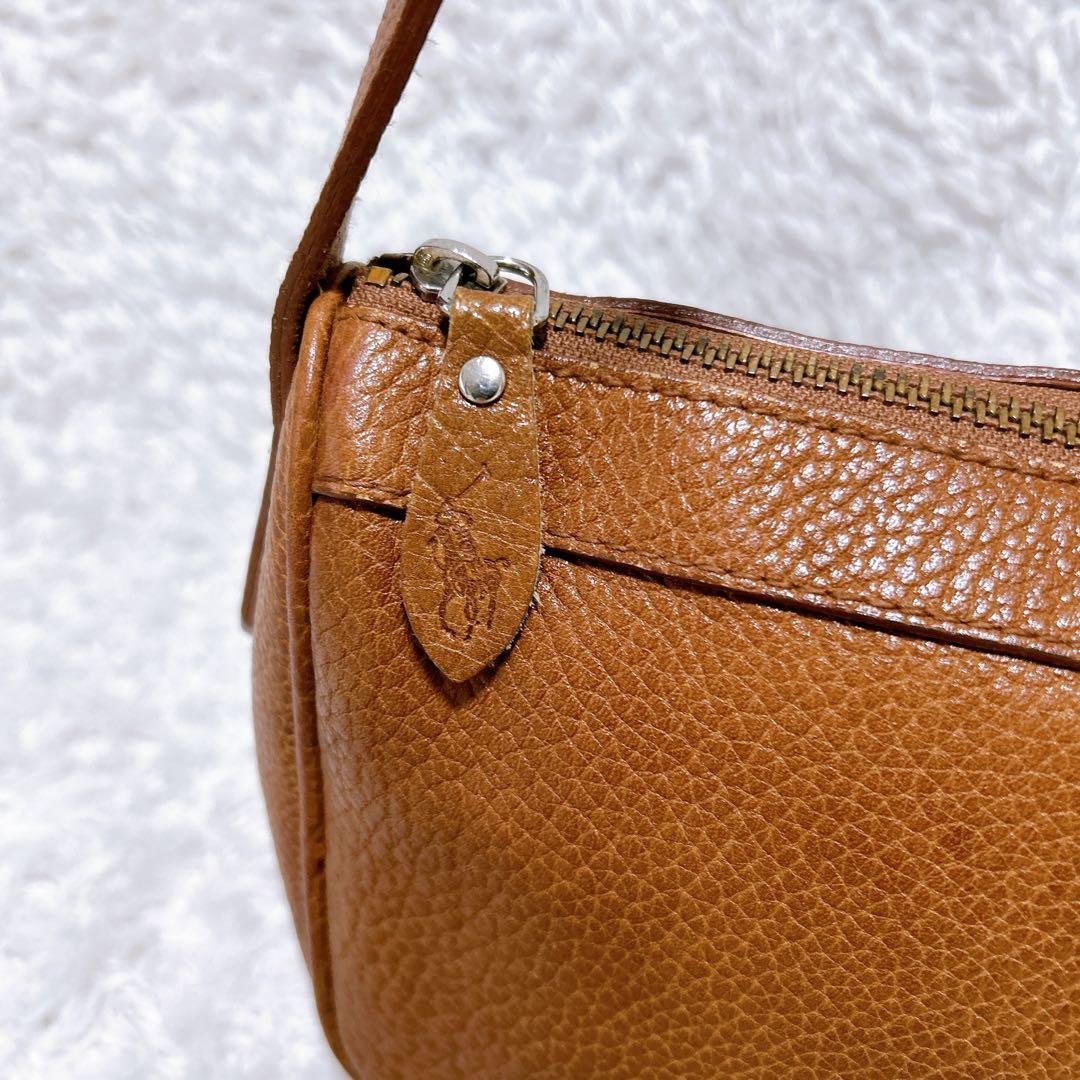 希少品✨ポロラルフローレン　ショルダーバッグ　ブラウン　ホースロゴ　ヴィンテージ