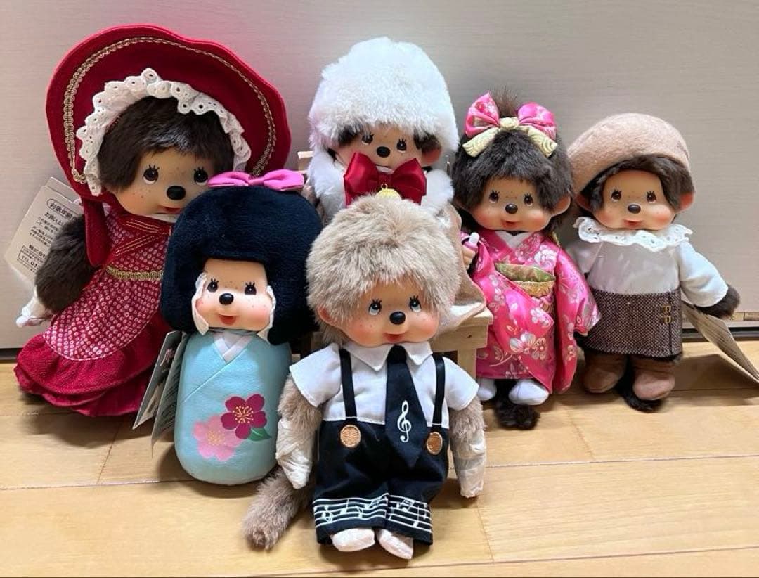 レア！6体セット！monchhichi モンチッチ Mサイズ S 金魚姫