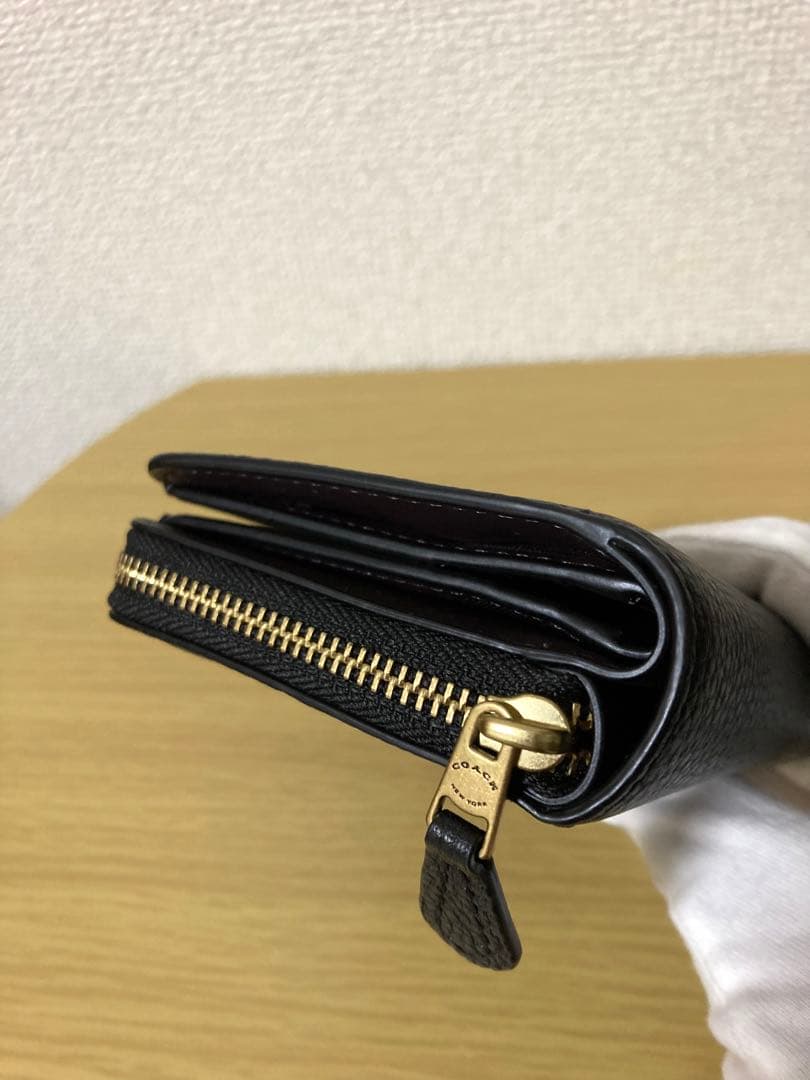 【極美品】COACH ビルフォールドウォレット　　二つ折り財布　ブラック　レザー