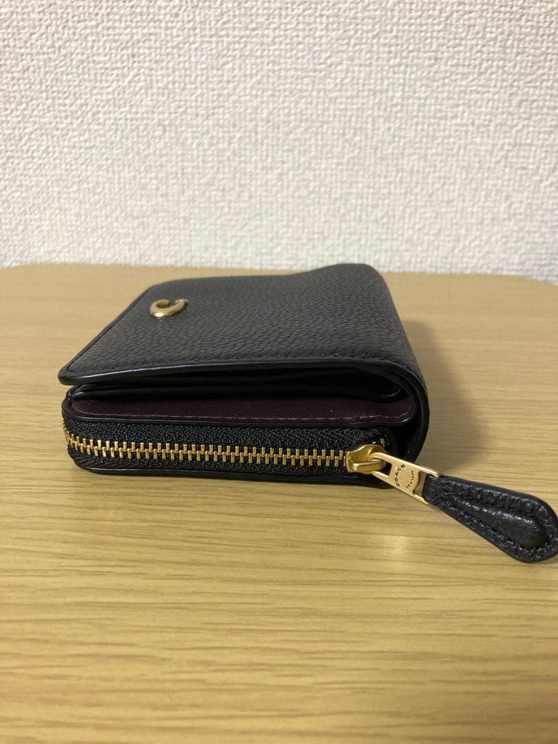 【極美品】COACH ビルフォールドウォレット　　二つ折り財布　ブラック　レザー