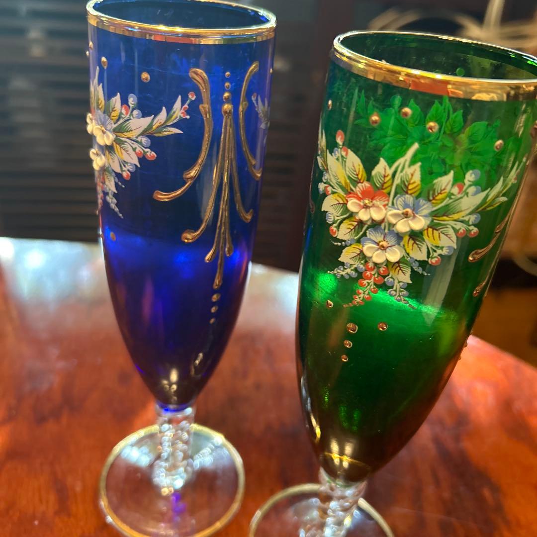 ベネチアンガラス　MURANO GLASS ムラーノグラス　イタリア　花瓶