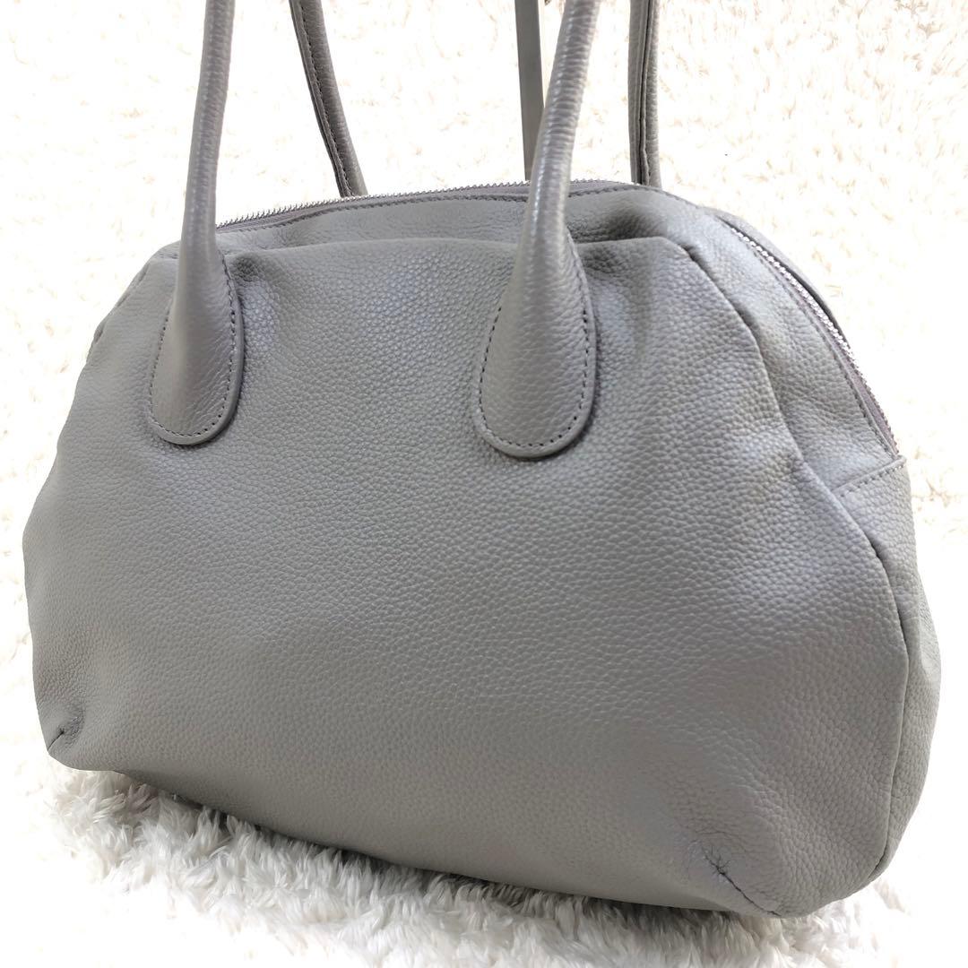 BEARDSLEY レザー ラウンドミディボストン バッグ トープ