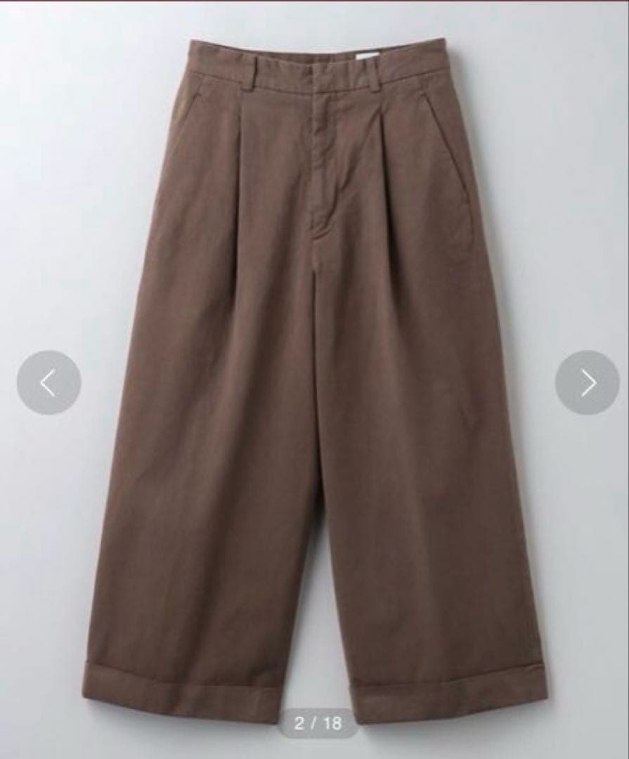 ＜6(ROKU)＞コットン チノ ワイド パンツ　ブラウン　34