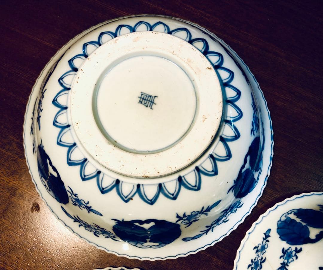 古伊万里　ルリ金彩三連鉢