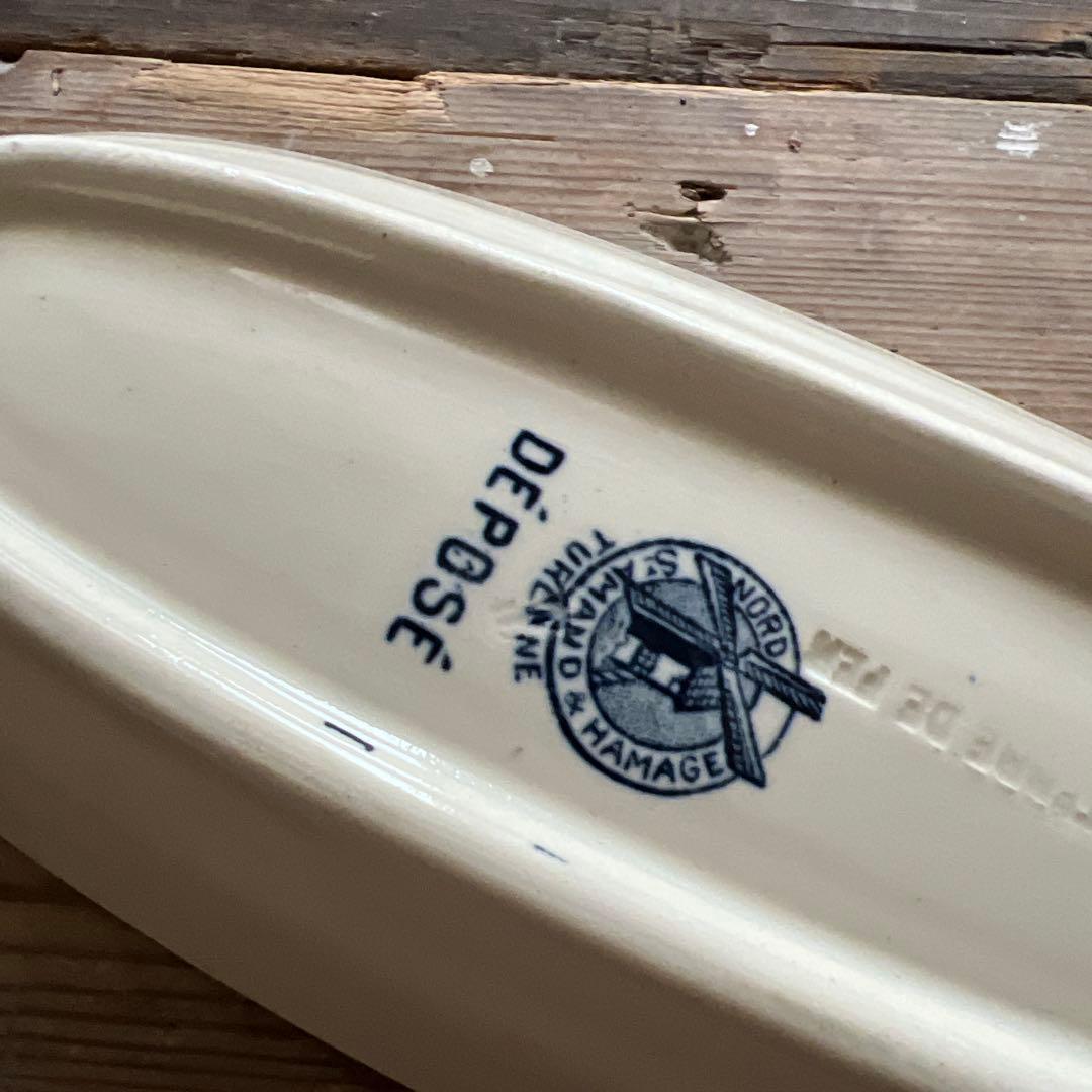 St Amand製 陶器のソープディッシュ フレンチアンティーク ヴィンテージ
