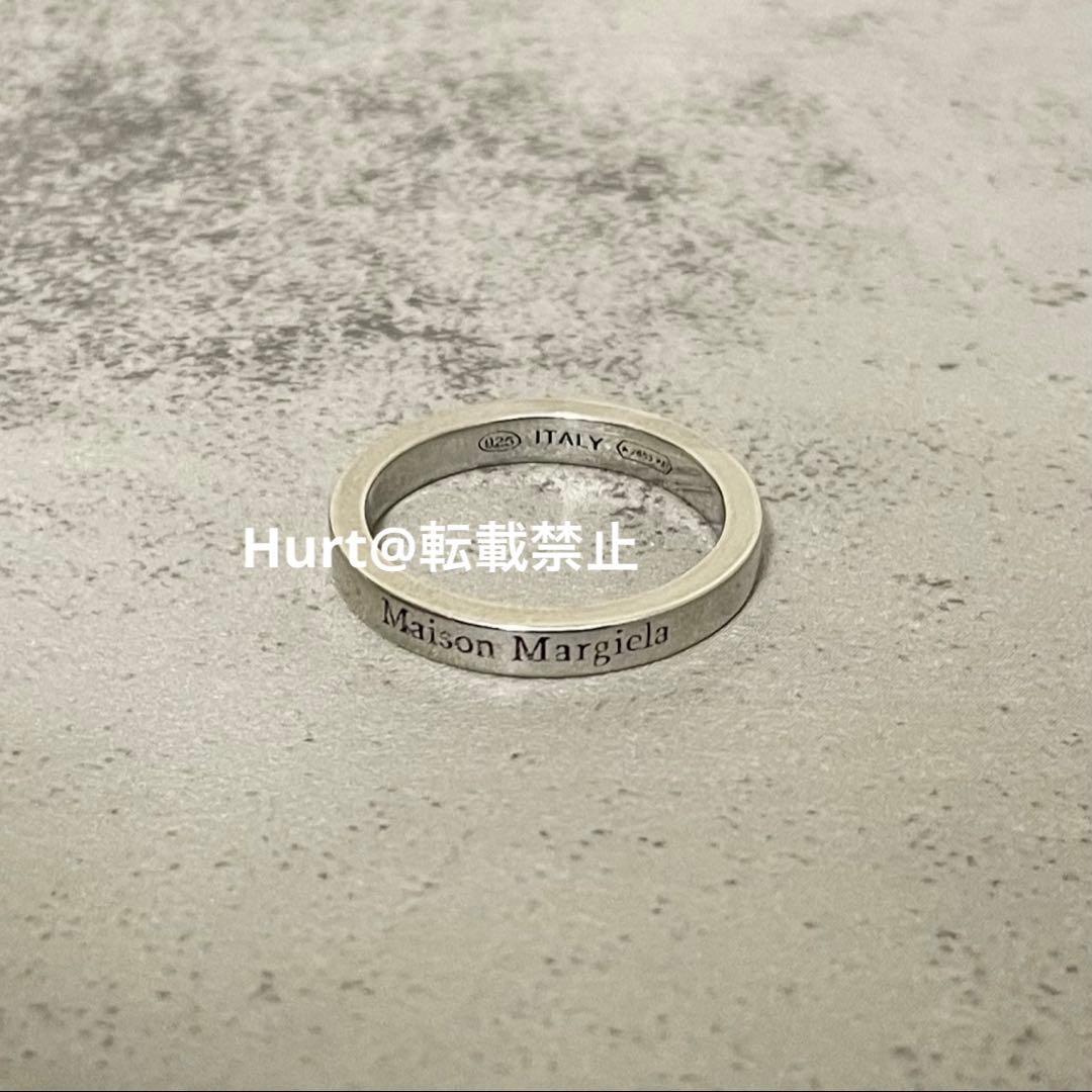 【新品外箱あり】メゾンマルジェラ スリム ロゴ リング シルバー 16号相当
