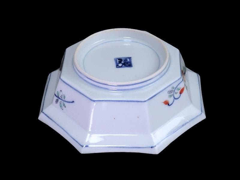 大聖寺伊万里　染錦　柿右衛門写　松竹梅の図　八角膾皿　N293AS-fbuj