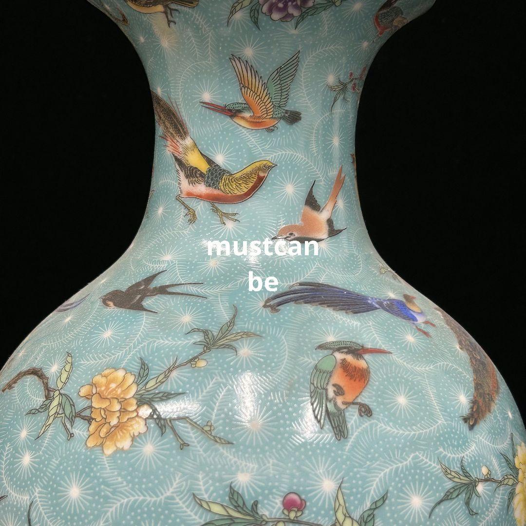大清百鳥朝鳳大花瓶 賞瓶 景徳鎮 陶磁器 装飾品 現代工芸品 美術品 置物