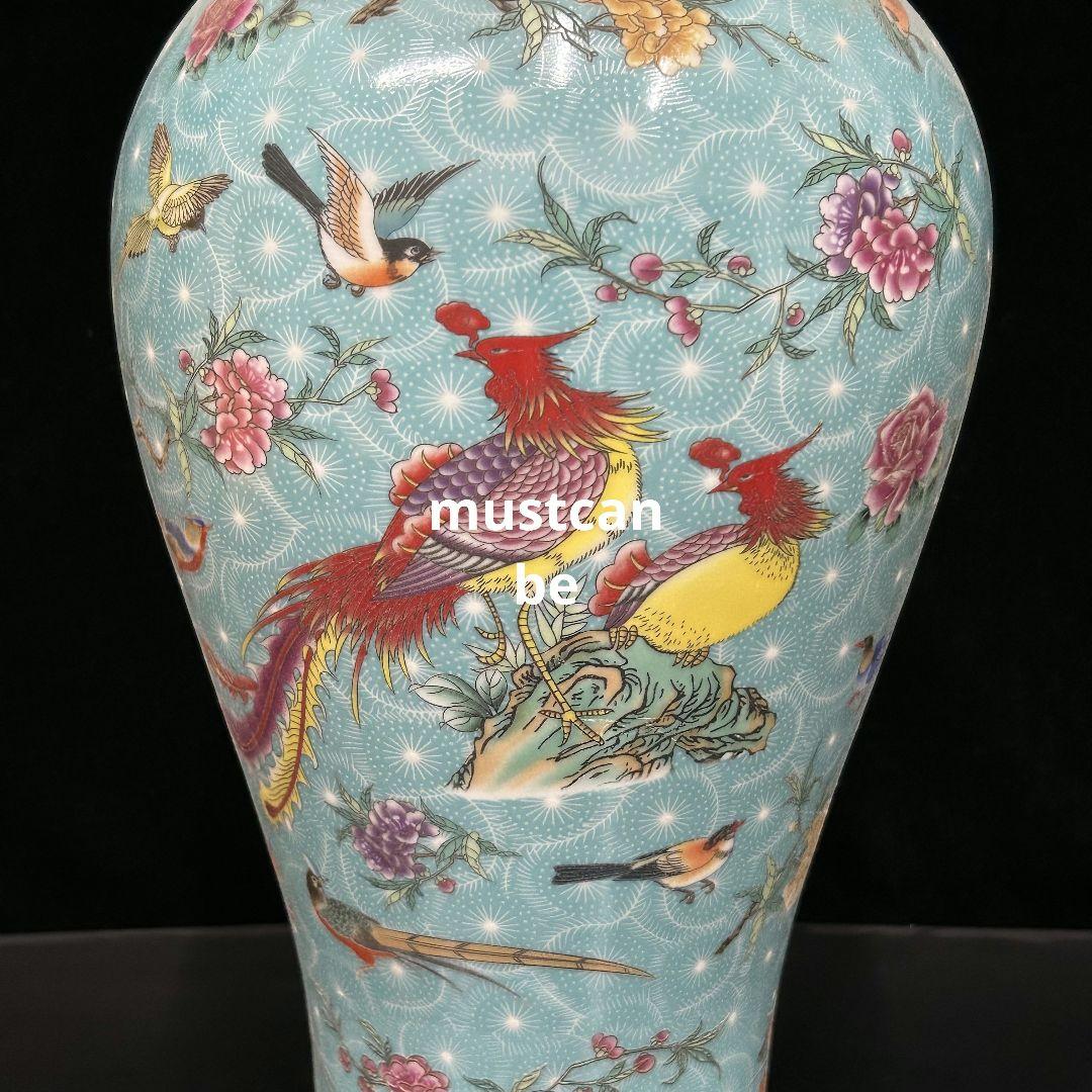 大清百鳥朝鳳大花瓶 賞瓶 景徳鎮 陶磁器 装飾品 現代工芸品 美術品 置物