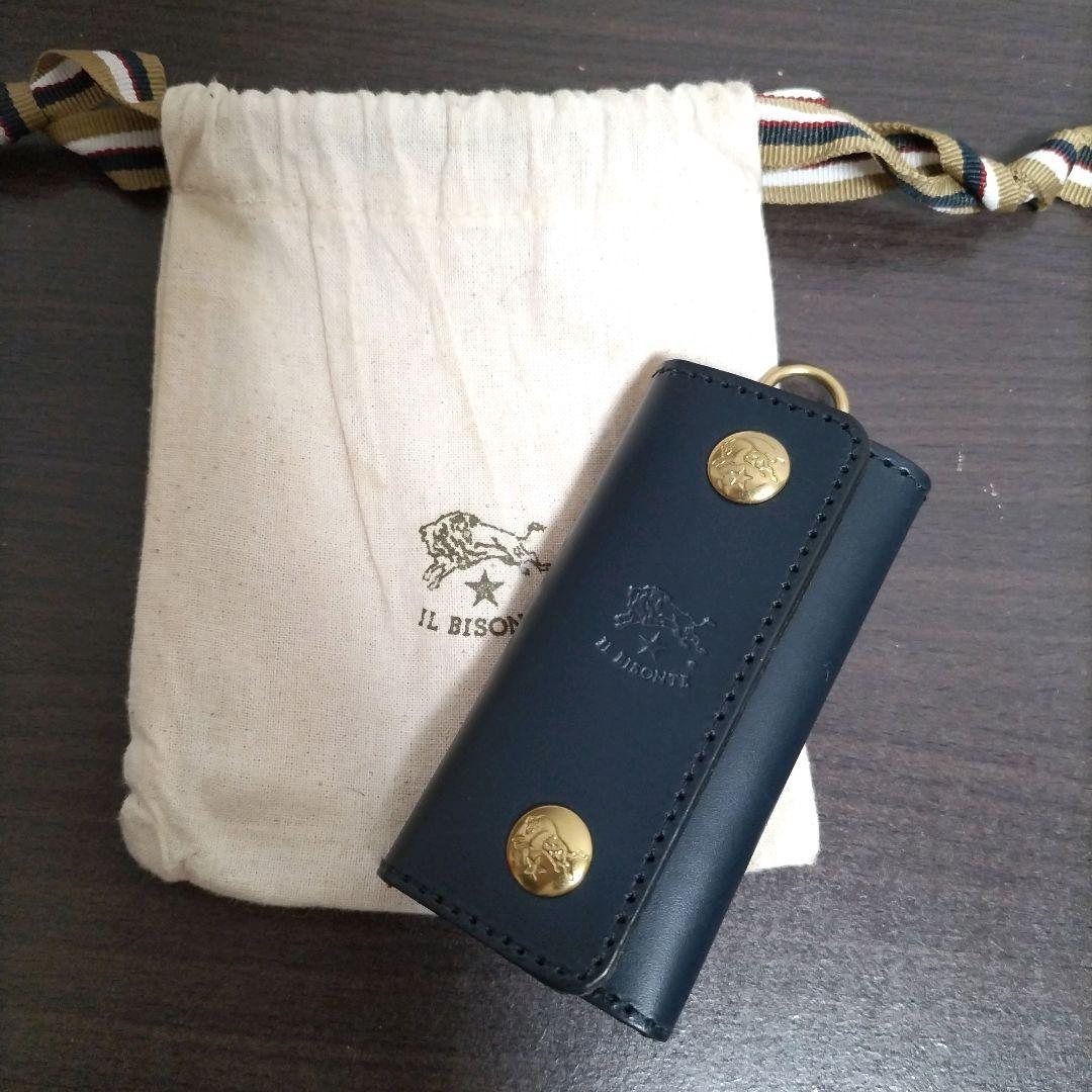 新品 イルビゾンテ 本革 キーケース スマート キーホルダー ネイビー ブルー
