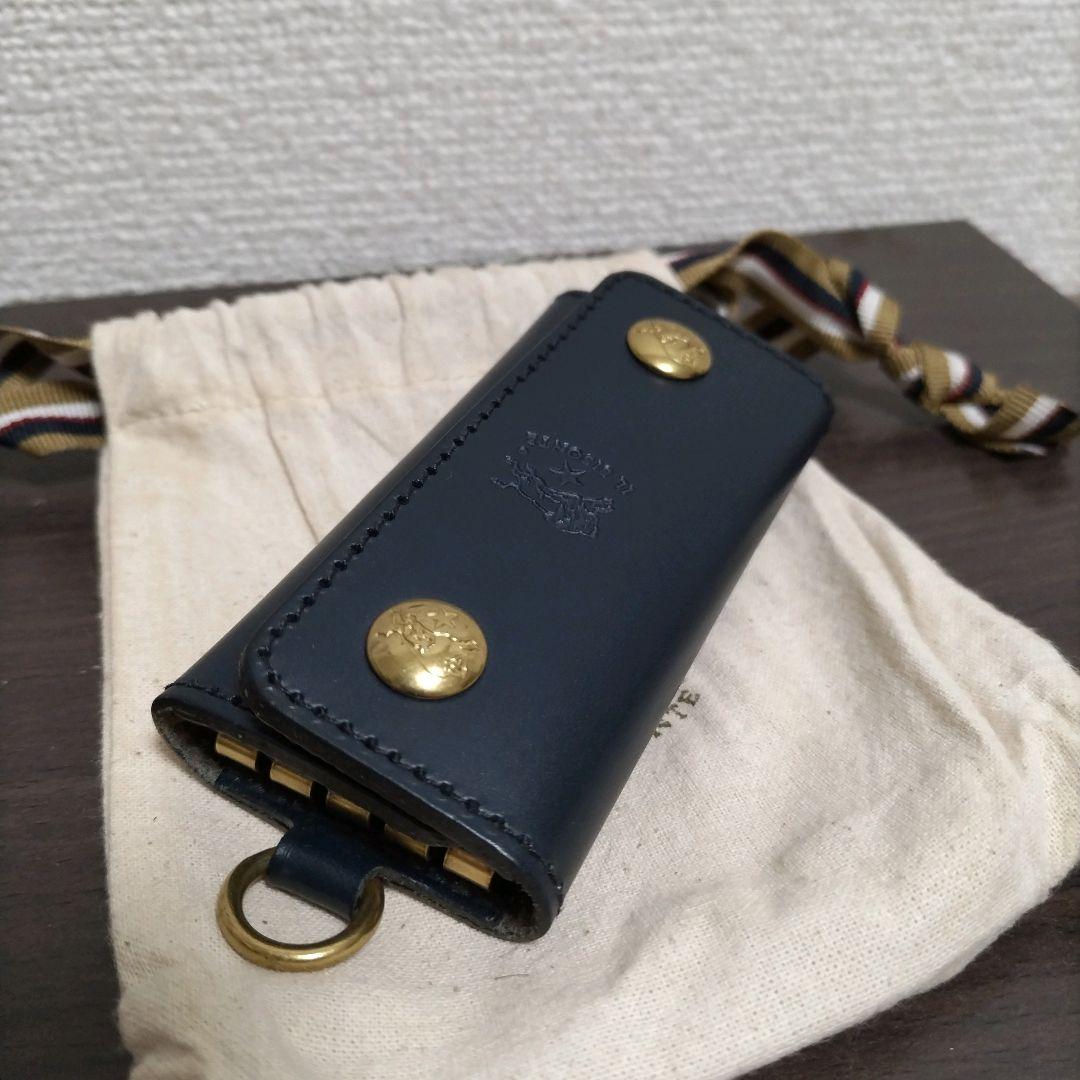 新品 イルビゾンテ 本革 キーケース スマート キーホルダー ネイビー ブルー