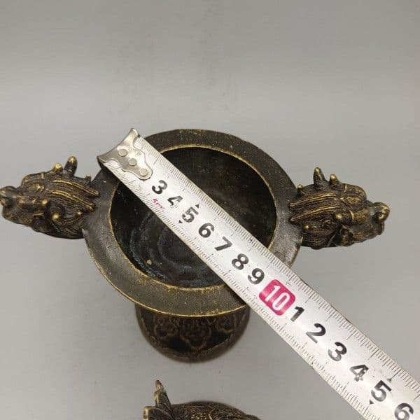 銅器 高脚双龍飛鳳薫香炉 客間茶室書斎華貴 大方得体薫香炉 装飾品 工芸品 置物