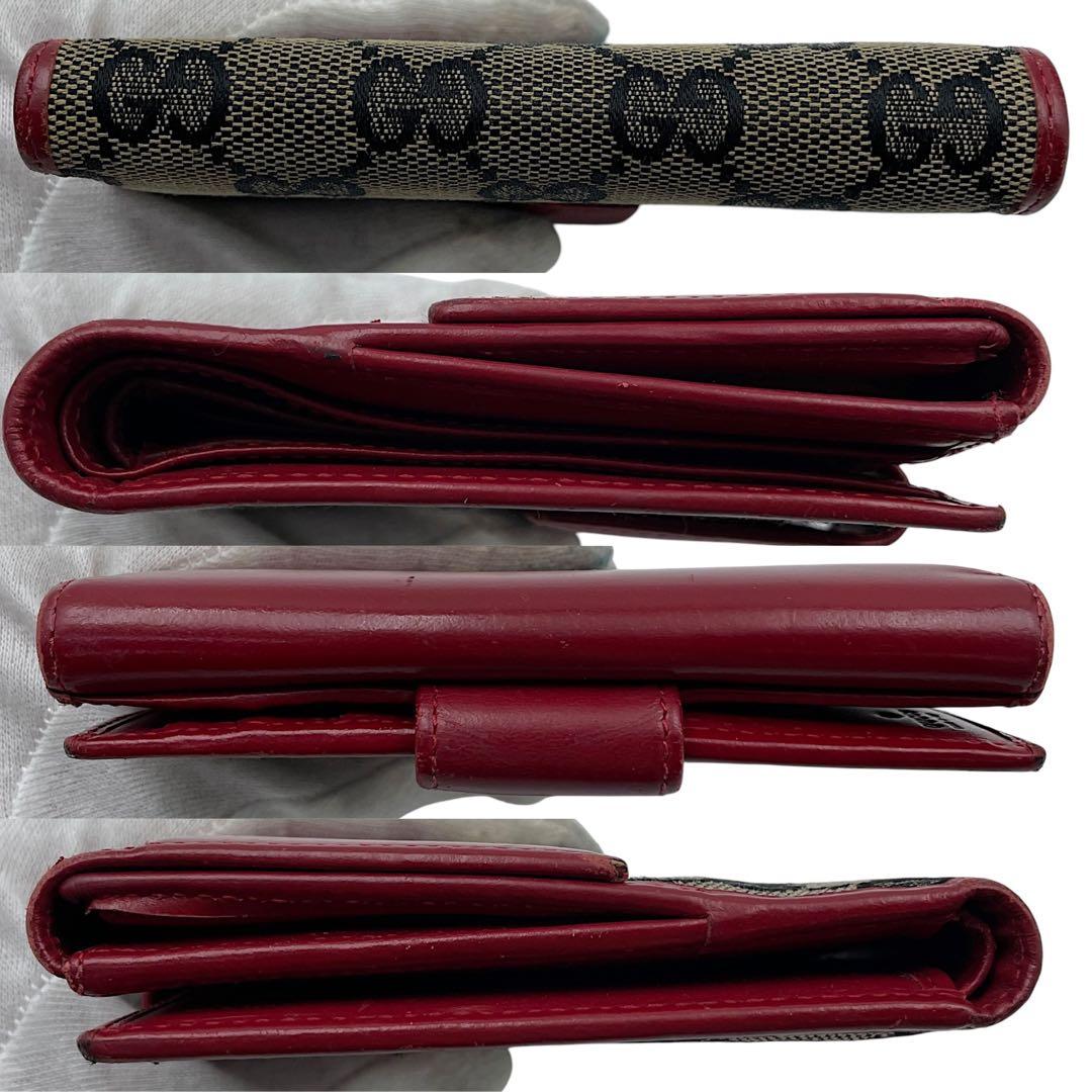 【鑑定済】美品・GUCCI グッチ　キャンバス　赤　ベージュ　GG総柄