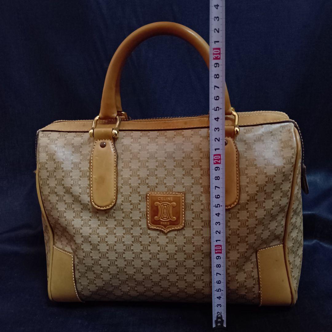CELINE マカダム柄 ハンドバッグ ミニボストンバッグ ブラゾンロゴ