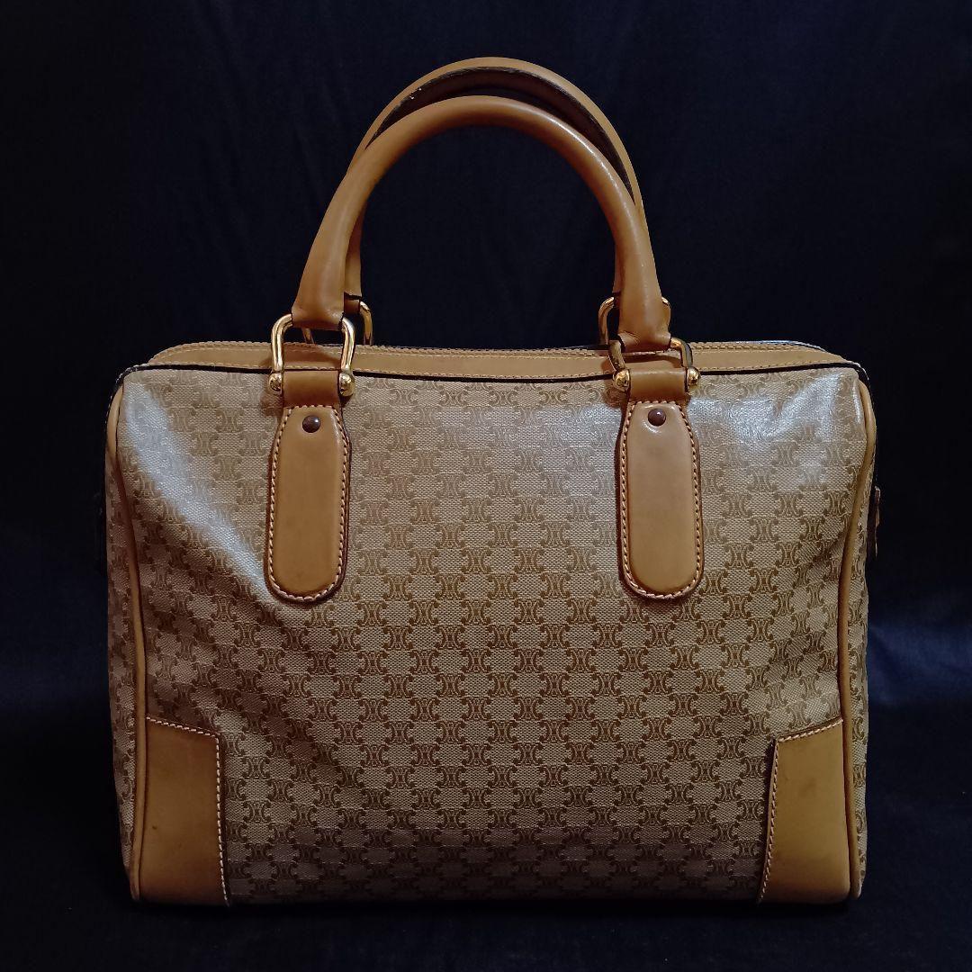 CELINE マカダム柄 ハンドバッグ ミニボストンバッグ ブラゾンロゴ
