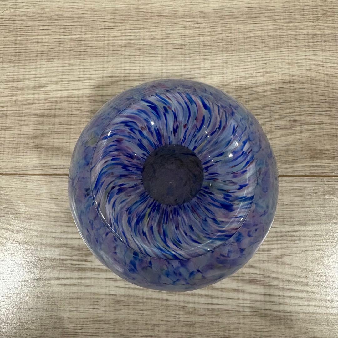 青紫色 ガラス花瓶 木箱付き 迫二郎