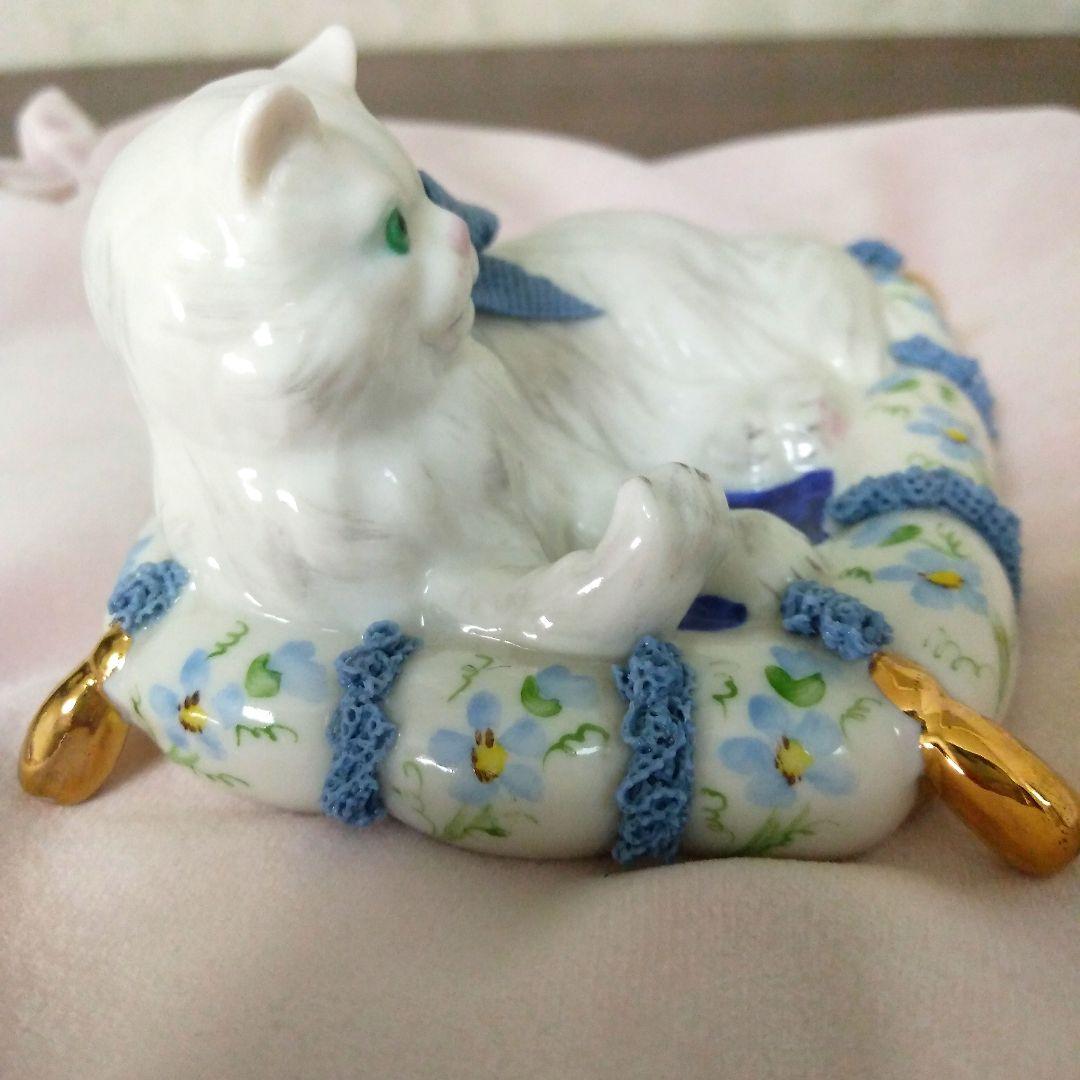 希少　美品　アイリッシュドレスデン　猫　フィギュリン　アンティーク　陶磁器　ネコ