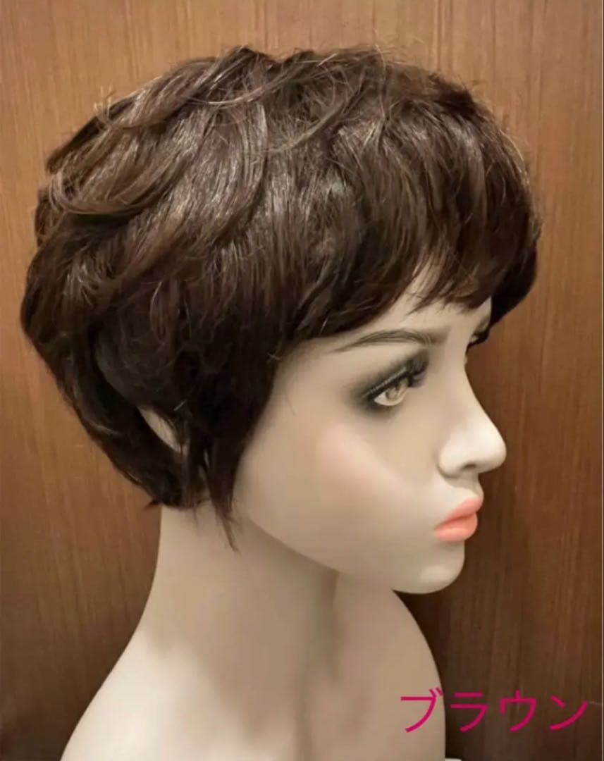 ☆気品人毛100% つむじ部分手植え ショートウィッグN890