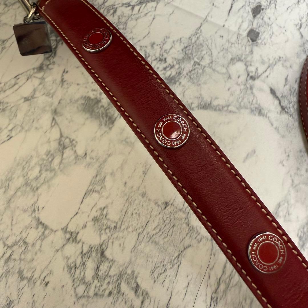 【美品】セット　COACH レザー 犬用首輪 リード　レッド　小型犬