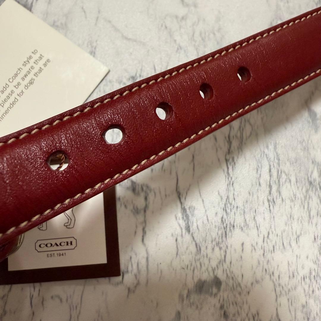 【美品】セット　COACH レザー 犬用首輪 リード　レッド　小型犬